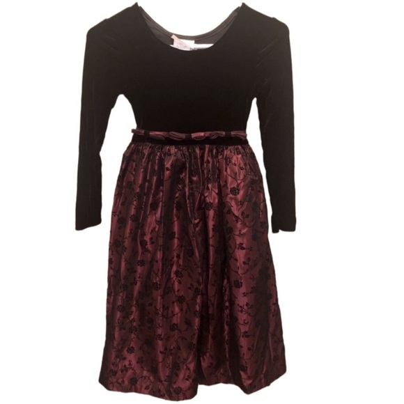 BONNIE JEAN GIRLS DRESS VINTAGE BLACK VELVET SZ 8 - Picture 2 of 9